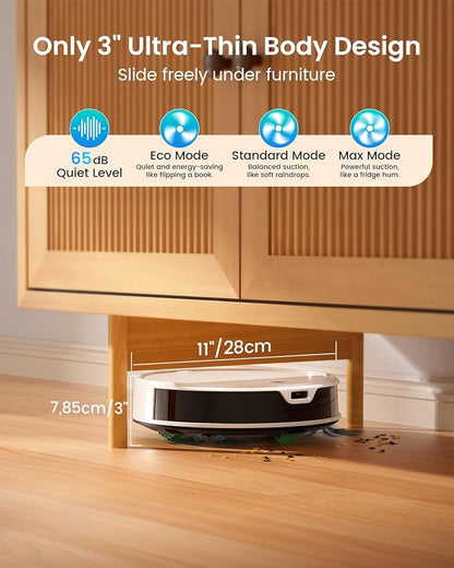 OKP Life K5 Ultra Robotic Vacuum,2.9 inch Small Robot Vacuum with ToF LiDAR Navigation,170Min Runtime,6000Pa Automatic Robotic Vacuum,WiFi/App/Alexa Control, Cleans Pet Hair and Home