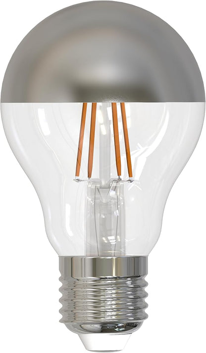 Bulbrite 776671 4.5W LED A19 Filament Bulb, E26 Base, Dimmable 2700K, Wet Rated, Half Chrome