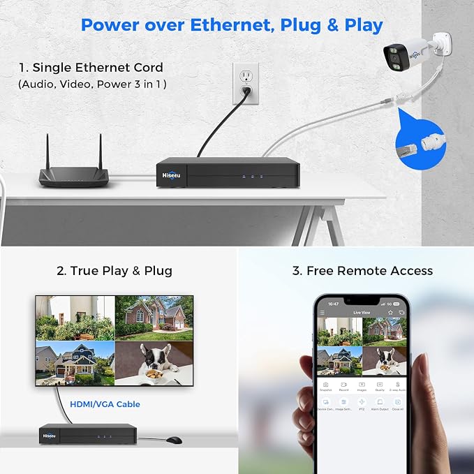 Hiseeu 4K PoE Security Camera System, 4Pcs 5MP IP Security Cameras Outdoor