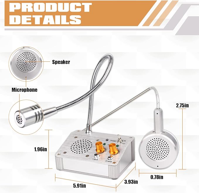 Retekess TW104 Two Way Intercom, Full Duplex Intercom System | for Dining Car, Indoor, Hospital, Office, Two-Way Communication,Full Duplex,Support Recording