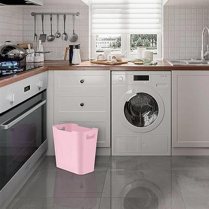Small Pink Trash Can Wastebasket, 2.9 Gallon Plastic Garbage Can Waste Basket for Narrow Spaces Bathrooms Laundry Room Kitchens Offices Kids Rooms (Pink)