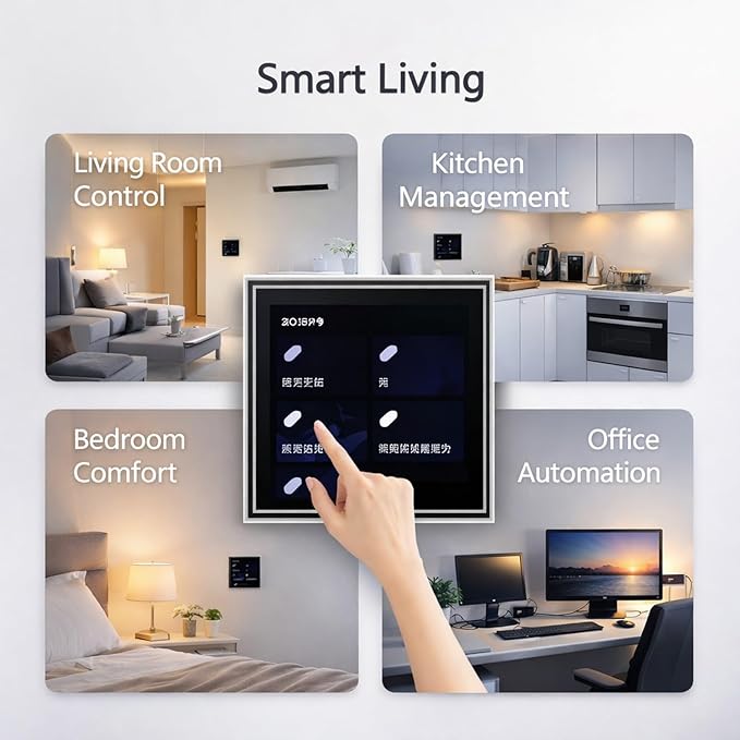 Smart Home Control Panel with Android LCD Touchscreen, Voice Control, 100 to 240V - Versatile Automation System, Global Compatibility, Ideal for Home and Office