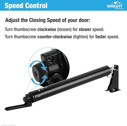 Wright Products Standard Duty Pneumatic Screen & Storm Door Closer – Adjustable Closing Speed, Quiet Operation, Easy Installation (Modern, Black)