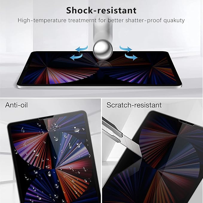 Anti-Spy Tempered Glass Film Guard for iPad 10th 2022 10.9" / 11th A16 2025 11", Anti-Scratch, Anti-Shock Privacy Screen Protector for iPad 10/11 Generation, Black Security Screen