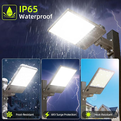 9 Pack 360W LED Parking Lot Light 54000LM, Power Tunable & 3CCT (3K/4K/5K) ETL Listed LED Pole Light IP65 Super Bright Commercial Flood Light with Photocell, AC100-277V