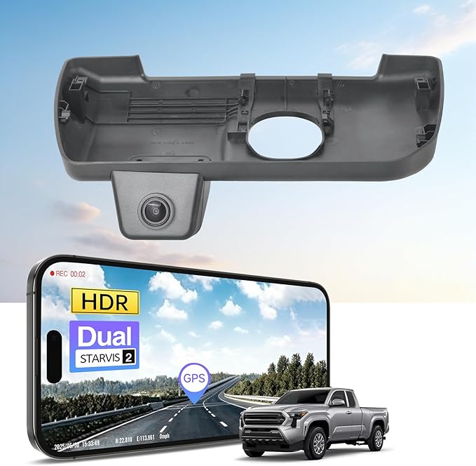 Mangoal Front 4K HDR Dash Cam STARVIS 2 IMX678, Custom Fit for Toyota Tacoma & Hybrid 2024 2025 2026 (Model B), SR SR5 TRD Sport Pro Pre-Runner Off Road Limited, 5GHz WiFi, GPS,64GB Card