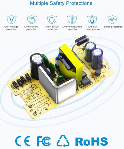 ALITOVE 12V Power Supply White 3A 36W AC Adapter 100-240V 50-60Hz to DC 12 Volt Power Cord 2A 1.5A 1A 5.5mmx2.5mm 2.1mm for LED Strip Light Lamp Digital Picture Frame Monitor Camera Router