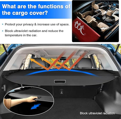Powerty Retractable Cargo Cover for 2023-2026 Kia Sportage, Canvas Texture Trunk Cover Privacy Screen Rear Security Shade for Sportage Accessories