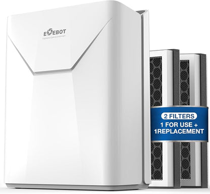 Air Purifiers for Home Large Room, 2 HEPA Filters Included, Covers Up to 2,390 Ft² in 1 Hr, Washable Pre-Filter, Auto, Sleep Mode & Smart AQI, Air Cleaner for Pet Hair, Dust, Smoke, Odor, White