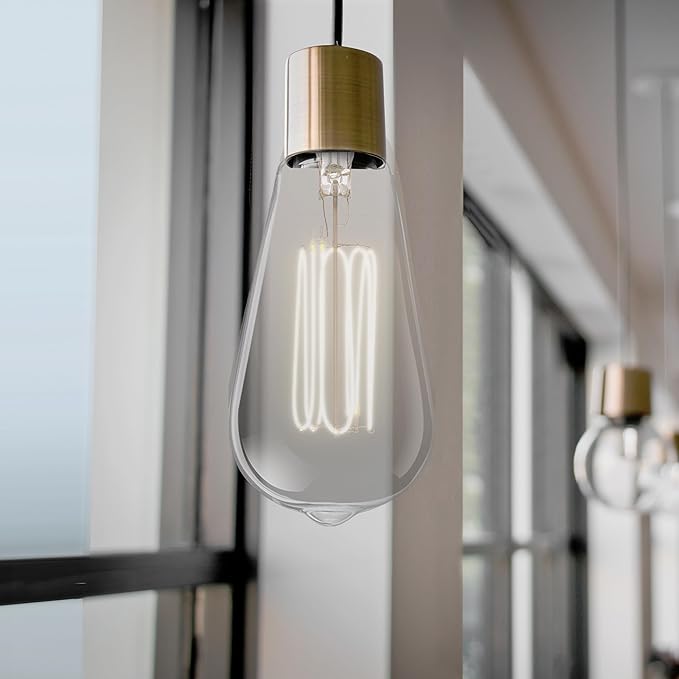 Feit Electric ST19 Vintage Edison LED Light Bulb, 40W Equivalent, Dimmable, 2700K Soft White, E26 Base, Clear Glass Thin Filament Lighting Bulbs, 15,000-Hour Lifetime, ST1940/927CATFIL/2, 2 Pack