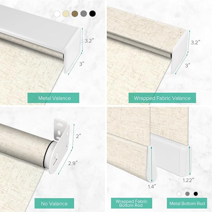 Motorized Roller Shades, Light Filtering Remote Control Custom Window Shades Compatible with Alexa Google Assistant via RF Hub, Rechargeable Electric Blinds for Windows (Texture Beige)