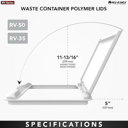 Rev-A-Shelf 35 Qt Under Sink Garbage Can Lid for Base Kitchen and Bathroom Cabinet, Replacement Plastic Trash Bin Lid Only, Silver, RV-35-LID-17-1