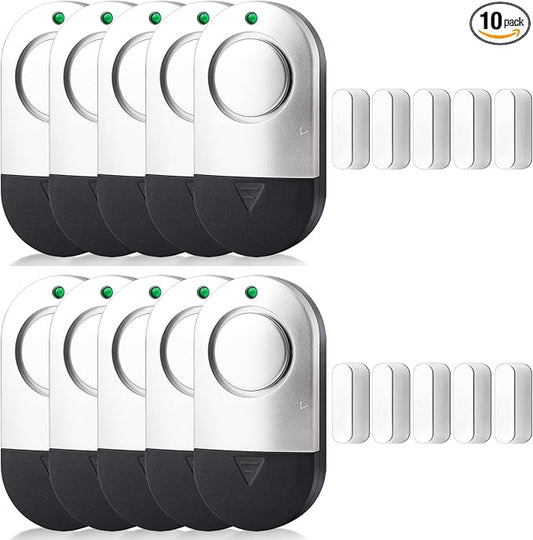 120DB High Decibel Door Window Alarms for Home Security, Toddler Child Safety Entry Open Alert Door Chime, Anti Intrusion Sensor for Household Store Apartment Garage, 10 Pack Silver Gray