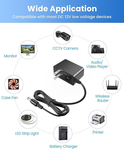 ZOSI DC 12V 2A US CCTV Power Supply Adapter for Home Security Camera Surveillance System