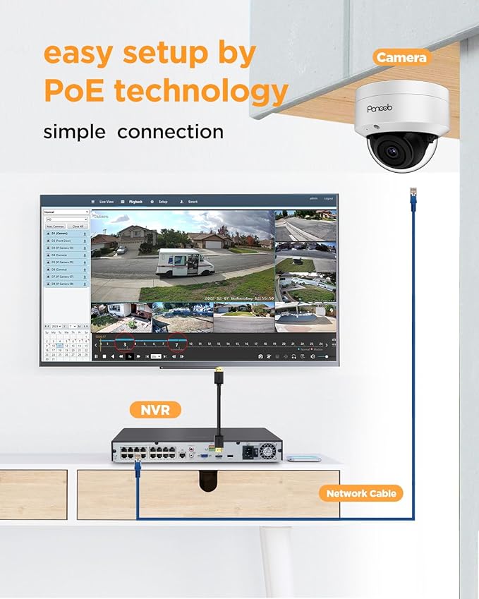16 Channel Security Camera System Outdoor, 4K 16CH NVR 4TB HDD for 24-7 Recording, 12x 5MP Wired IK-10 Vandal Dome PoE Camera Built-in Mic, AI Human Detection, Remote Access, PD54A1216-5M2-1