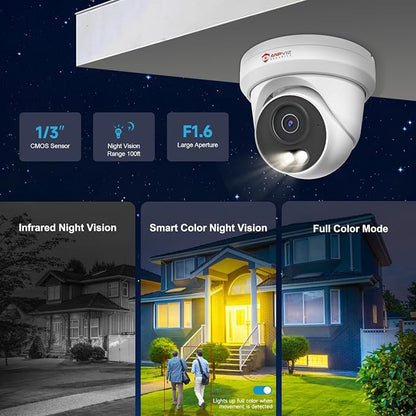 Anpviz 2-Pack 5MP PoE IP Camera, Turret Security IP Camera Outdoor Wired