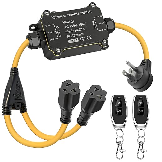 AC110-250V/20A Remote Power Switch,Dual Y Splitter Multi-Function Socket