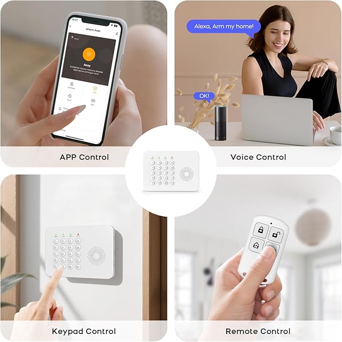 Home Security Syste,17-Piece WiFi+GSM/4G Security Systems for House,Smart Life/Tuya APP & Remote Control No Monthly Fees with Instant App Alerts,SOS Button,Compatible with Alexa,Apartment,Kids Safety