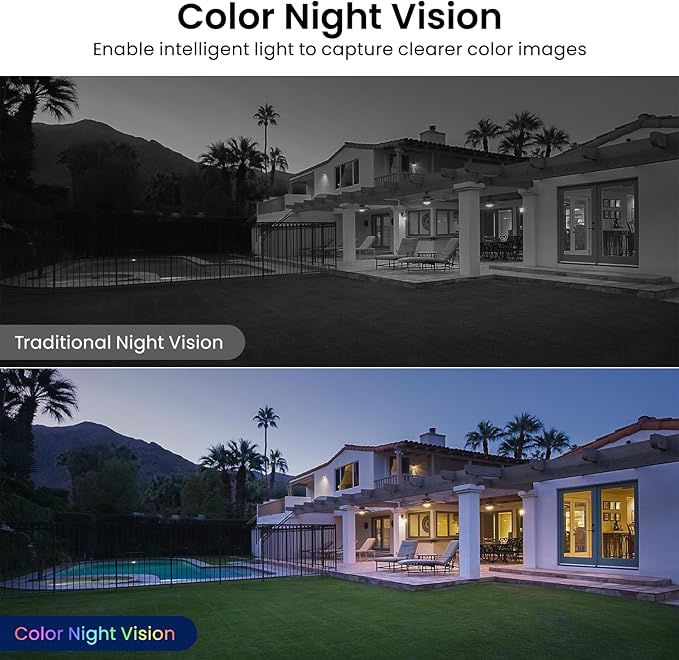 AOQEE 2K Cameras for Home Security-Outdoor/Indoor Camera for Dog/Cat/Pet/Nanny/Baby/Elderly, Color Night Vision, White Light, Siren, 24/7 SD Recordings, Works with Alexa, Plug in (C1-White-4pack-2.4G)