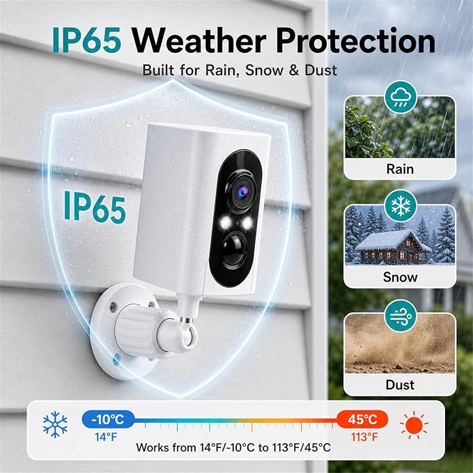355° Pan Rotate Cameras 2 Pack, 2K Video, Security Cameras Wireless Outdoor