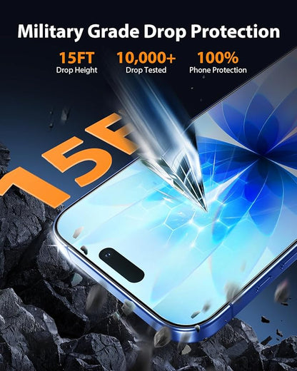 Mkeke for iPhone Air Screen Protector 3 Pack, [9H+ Hardness] [Military-Grade Drop Protection] [Sensitive Touch] [Easy Installation] [HD Clear] Full Edge Coverage Tempered Glass