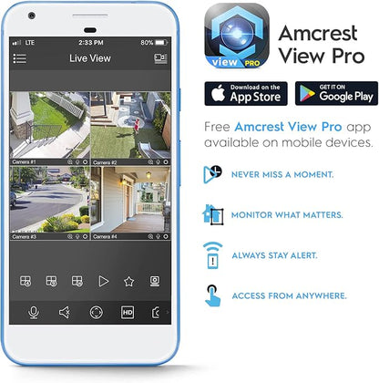 Amcrest 4K Night Color AI Turret IP PoE Camera 49ft Full Color Nightvision, Security IP Camera, Built-in Microphone, Human Detection, Perimeter Protection, 129° FOV, 4K@15fps IP8M-2779EB-AI (Black)