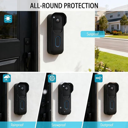 Blink Doorbell Camera Cover - Weatherproof Silicone Protective Case with Brim for for Blink Video Doorbell 2025 New Model (2nd Gen), Full Protection, Easy Installation (Black)