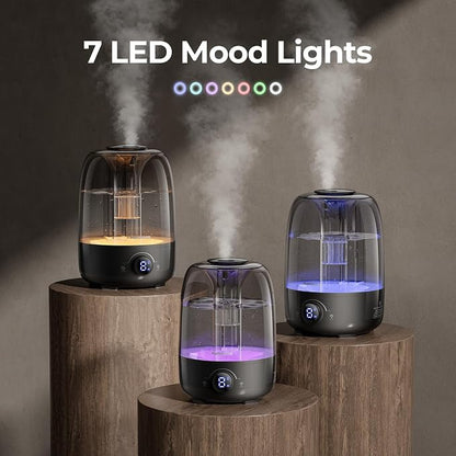 Homvana 4L Top-Fill Cool Mist Humidifiers for Bedroom, Large Room Plants