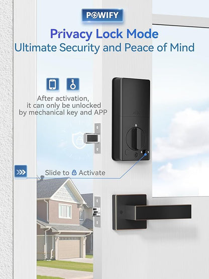 Keyless Entry Door Lock with Handle, APP Control Smart Front Set, Keypad Door with Handle, Keypad Deadbolt Auto Lock, Easy to Install, Bluetooth, Oil Rubbed Bronze