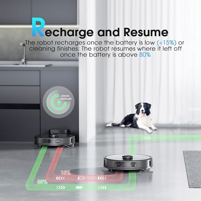 Robot Vacuum and Mop, Mapping Robotic Vacuums Cleaner with LiDAR Navigation Smart & Strong Suction, WiFi/App/Alexa/Voice Control, Obstacle Avoidance, for Home, Wood/Hard Floors, Pet Hair -Black