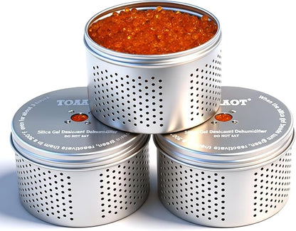 Gun Safe Dehumidifier, Moisture Absorber, 200g Small Silica Gel Desiccant Canister for Gun Cabinets & Safes, Aluminum Shell, Reusable
