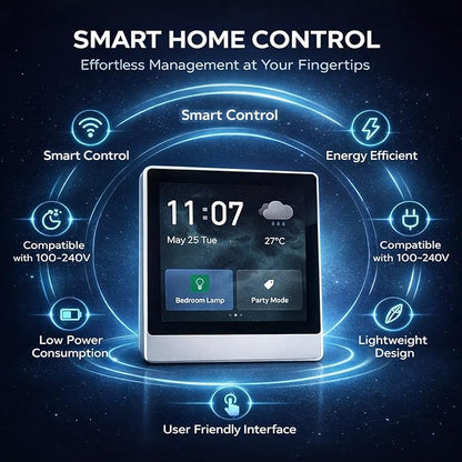 Smart Home Control Panel with Android LCD Touchscreen, Voice Control, 100 to 240V - Versatile Automation System, Global Compatibility, Ideal for Home and Office