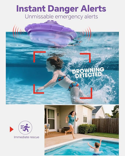 Pool Alarm, Floating Pool Safety Alarms for Inground & Above Ground Pools – Loud 110dB Alert, Adjustable Sensitivity, Protection for Kids & Pets (Purple)