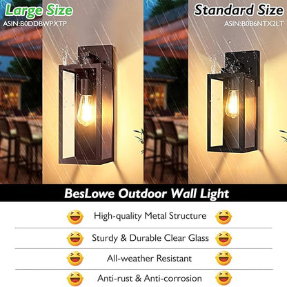 Large Size Outdoor Wall Light Fixture, Exterior Lighting Fixture Porch Sconce Wall Mounted, Waterproof Outdoor Wall Lantern Lamp, Outside Light for House Patio Front Door Entryway Garage, Brown