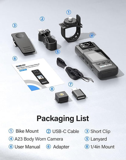 BOBLOV Mini Body Camera with Video: 128G Action Camera, Small Cameras for Vlogging with 9Hrs Long Battery Life, Pocket Portable Cam with Back Clip, Daily Easy to Use for Traveling Cycling Motorcycle