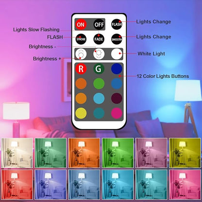 XRise E12 LED Bulb 2.5W Dimmable RGB+White Color Changing with Remote Control Equivalent 25W Halogen E12 Base LED Light Bulbs 6000K 250LM, No Flicker,7 Pack