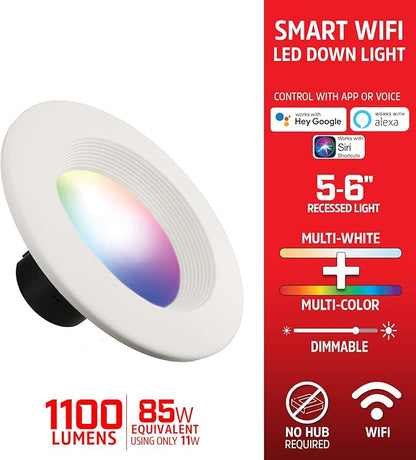 XTREME DIGITAL LIFESTYLE ACCESSORIES 12-Pack Energizer Smart WiFi Multi Color and Multi White 5”/6” LED Recessed Downlight BR30 E26 Screw Base 1100 Lumens 85W