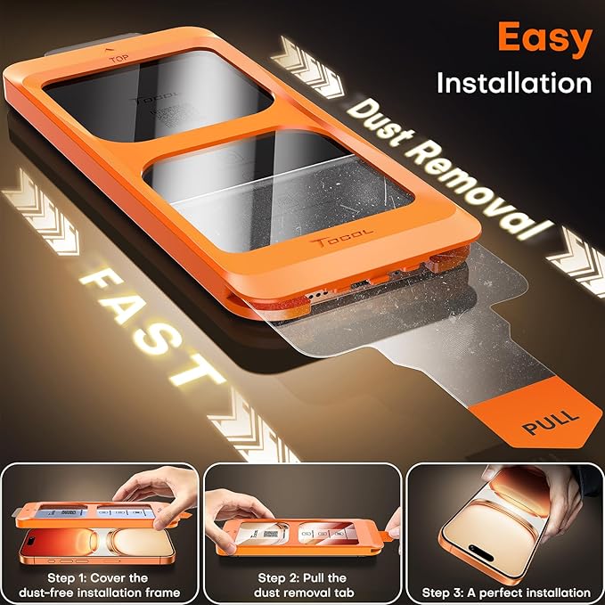TOCOL for iPhone 17 Pro Screen Protector/iPhone 16 Pro Sceen Protector 6.3 Inch 9H Hardness Military Grade Shatterproof HD Tempered Glass for Full Coverage Protection 2 Pack