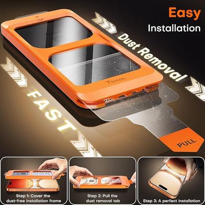 TOCOL for iPhone 17 Pro Screen Protector/iPhone 16 Pro Sceen Protector 6.3 Inch 9H Hardness Military Grade Shatterproof HD Tempered Glass for Full Coverage Protection 2 Pack