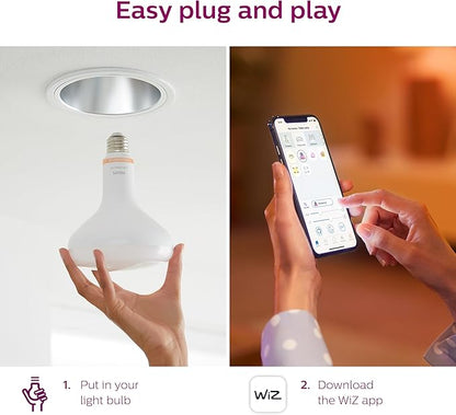 Philips Smart 65W BR30 LED Smart Light Bulb 4-Pack - Soft White - Connects to Your Wi-Fi - E26 Smart Bulb - Control with Voice or App- Powered by WiZ Connected