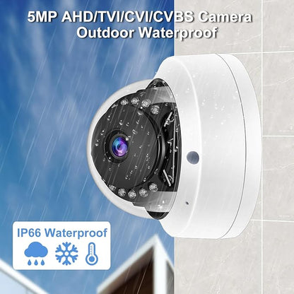 5MP Surveillance Security Camera Dome TVI/AHD/CVI/CVBS CCTV Analog BNC Wired Cameras 4-in-1 Home Indoor/Outdoor Waterproof 3.6mm Lens IR Night Vision Metal Housing Compatible 5MP 8MP DVR