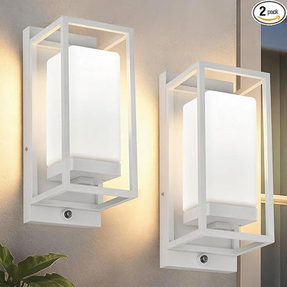 RAYVO Modern Outdoor Wall Light with Dusk to Dawn Sensor, Waterproof Exterior Lighting Fixtures with E26 Base, 3000K LED Bulb Included, Outdoor Sconce Lights for Porch Garage Entryway