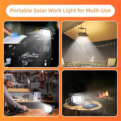 D1 Pro Solar Portable Camping Lights with Strong Magnets, Dimmable, Solar Rechargeable Camping Lantern, IP67 Waterproof, 5 Light Modes Portable Flood Light, Work Lights for Indoor Outdoor