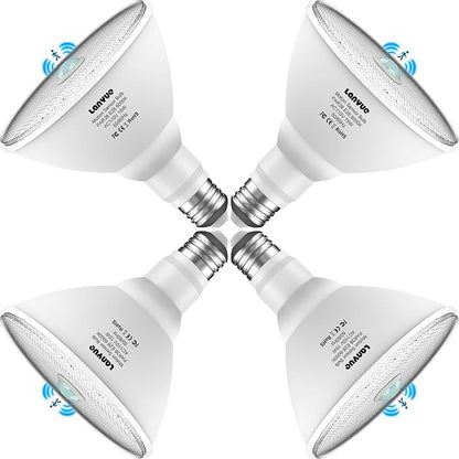 Motion Sensor Light Bulbs, Dusk to Dawn Outdoor Lighting, PAR38 Led Motion Sensor Flood Light 100 Watt Equivalent(15W), 6000K Daylight, Waterproof Outdoor/Indoor,(4 Pack)