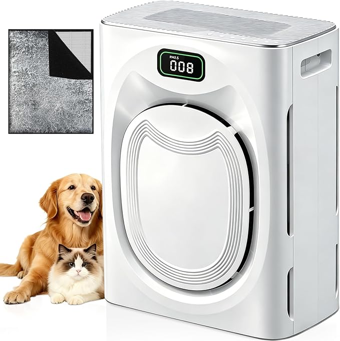 Air Purifier for Pets Home Up to 2500 Ft², Pet Air Purifier with Washable Double-Sided Filter & H13 HEPA, for Pet Hair Dander Odor Smoke Dust, PM2.5 Air Quality Monitor, Auto Mode, Smart WiFi