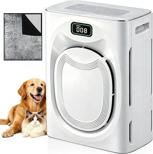 Air Purifier for Pets Home Up to 2500 Ft², Pet Air Purifier with Washable Double-Sided Filter & H13 HEPA, for Pet Hair Dander Odor Smoke Dust, PM2.5 Air Quality Monitor, Auto Mode, Smart WiFi