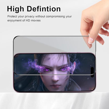 Juvraixo for iPhone 16 Plus Privacy Screen Protector 6.7 inch Tempered Glass 28° Anti-Spy Private Anti Blue Light Full Coverage Anti-Scratch HD Easy Installation Frame 2