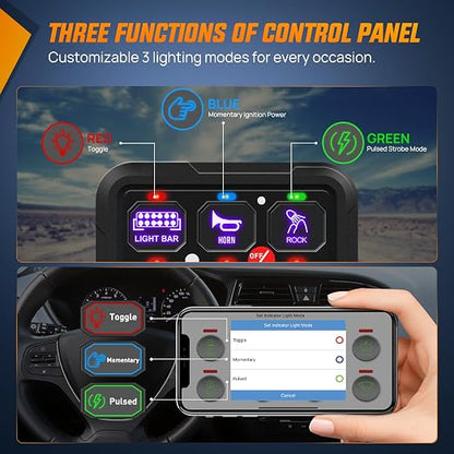 Nilight 6 Gang Switch Panel Relay System w/APP Control Automatic Dimmable | RGB Backlight Panel Circuit Control 2-side Output Fuse Wiring Harness ON Off LED Switch Pod for 12V 24V Car Truck Camper SUV
