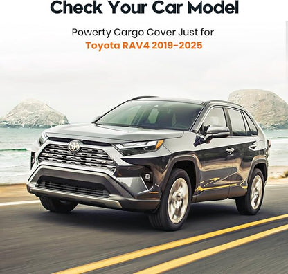 Powerty Retractable Cargo Cover for Toyota RAV4 2019-2025, Carbon Fiber Trunk Cover for RAV4 Privacy Screen Rear Security Shade for RAV4 Accessories