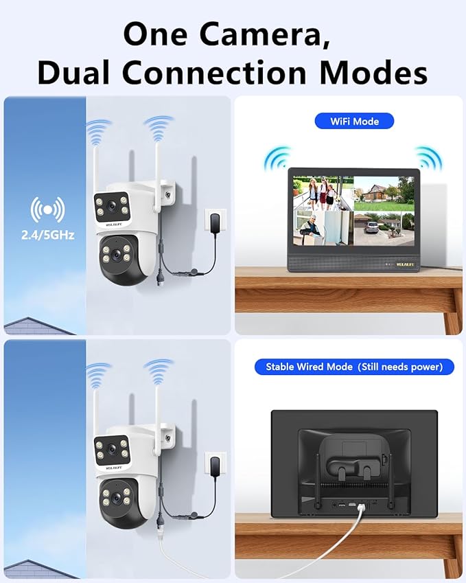 【All-in-One Security System】 4MP PTZ Security Cameras Wireless Outdoor, WiFi Home Surveillance System, Outside Wireless Security Systems Surveillance DVR Kits